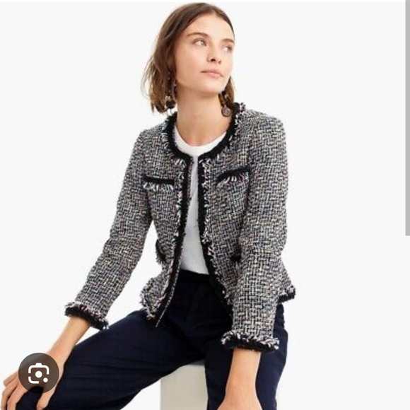 EUC J. Crew Lady Jacket in Multicolor Metallic Tweed with Braided Trim - Picture 3 of 10